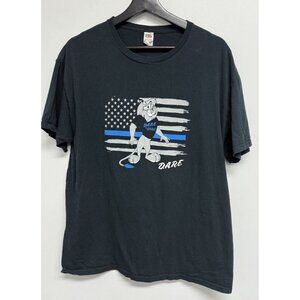 VINTAGE DARE Shirt Adult Large Daren The Lion Flag Black Graphic Tee T-shirt Men